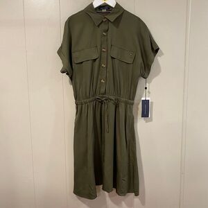 Tommy Hilfiger Olive Green Utility Shirt Dress NWT Size 2